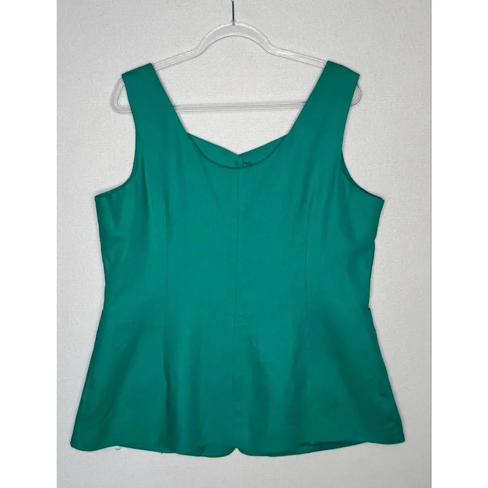 1990s Ronet Turquoise Linen Pant Set USA Women’s XL Plus Size